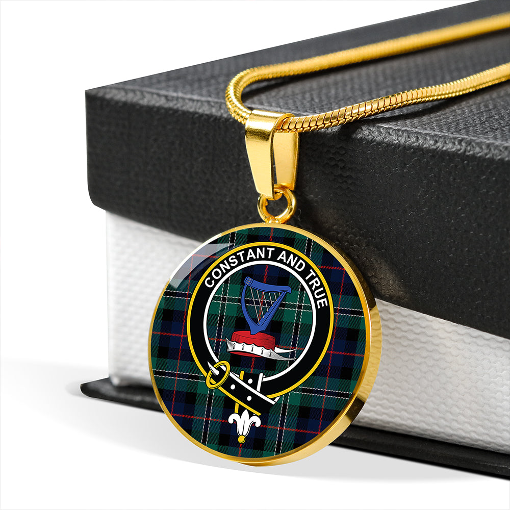 Rose Hunting Modern Tartan Crest Circle Necklace