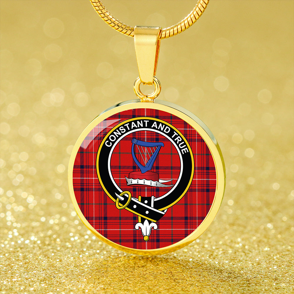 Rose Modern Tartan Crest Circle Necklace