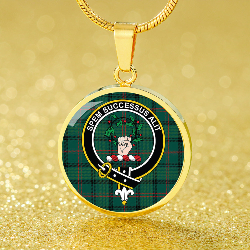 Ross Hunting Modern Tartan Crest Circle Necklace