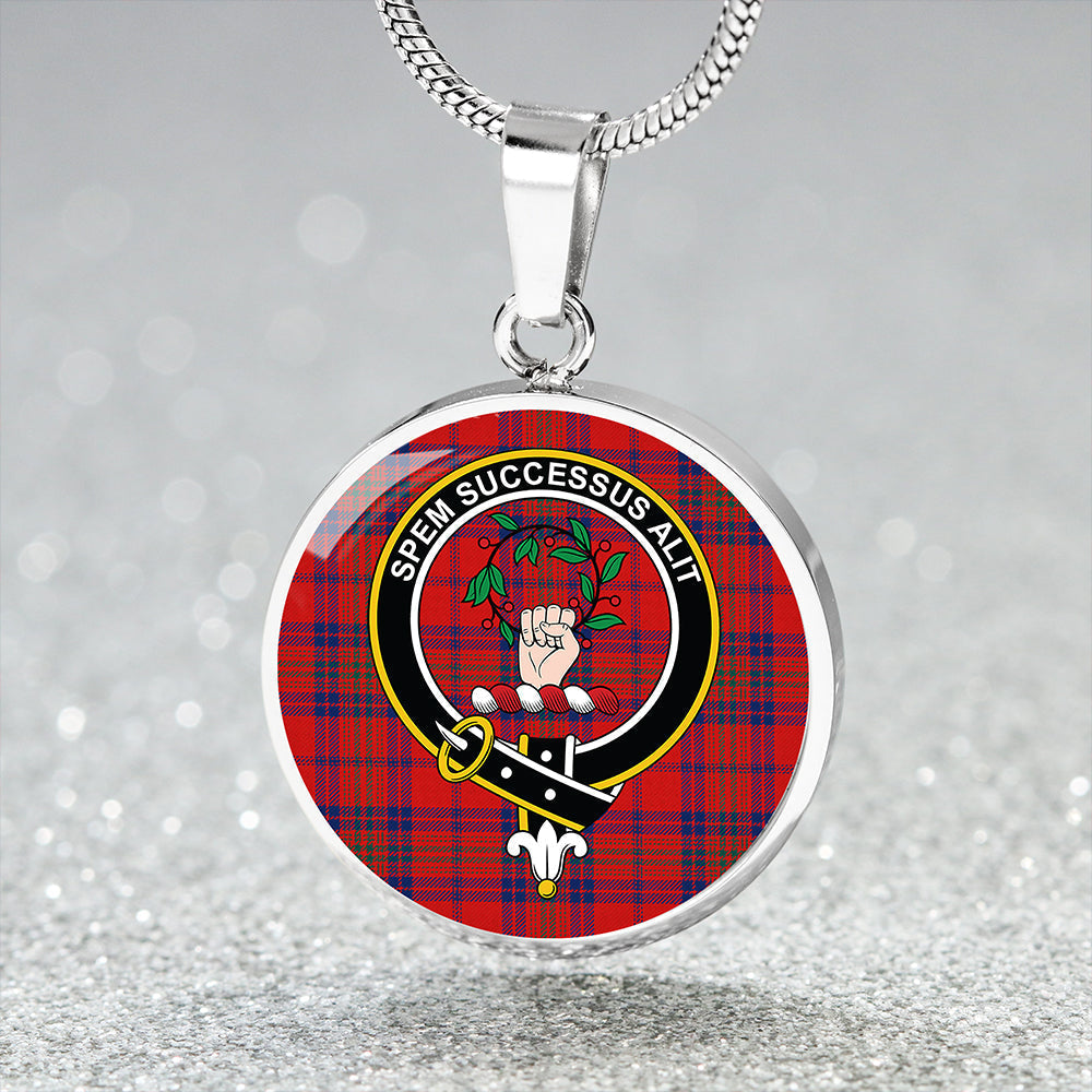 Ross Old Modern Tartan Crest Circle Necklace