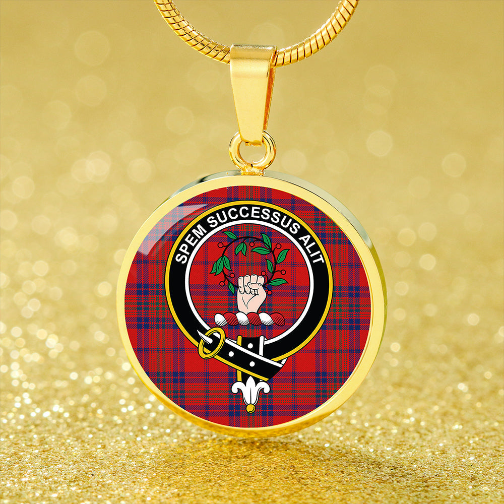 Ross Old Modern Tartan Crest Circle Necklace