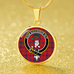 Ross Old Modern Tartan Crest Circle Necklace