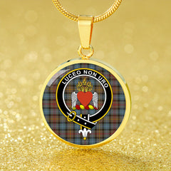 Smith (Gow Hunting) Weathered Tartan Crest Circle Necklace