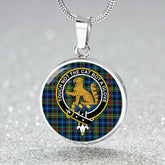 Smith (MacGowan Hunting) Modern Tartan Crest Circle Necklace