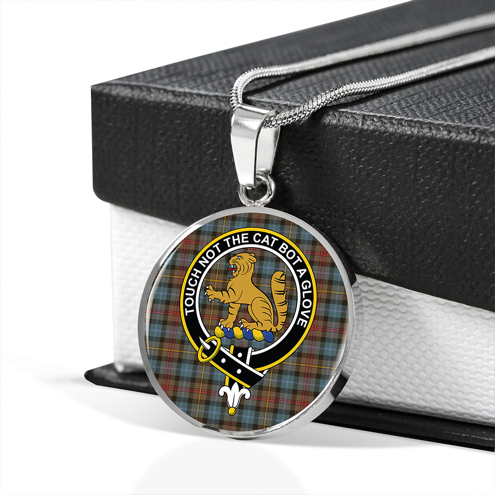 Smith (MacGowan Hunting) Weathered Tartan Crest Circle Necklace
