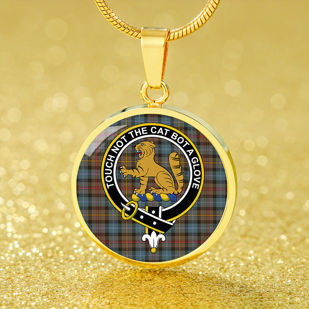 Smith (MacGowan Hunting) Weathered Tartan Crest Circle Necklace