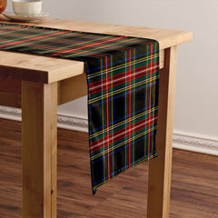 Stewart Black Modern Tartan Crest Table Runner