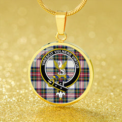 Stewart Dress Modern Tartan Crest Circle Necklace