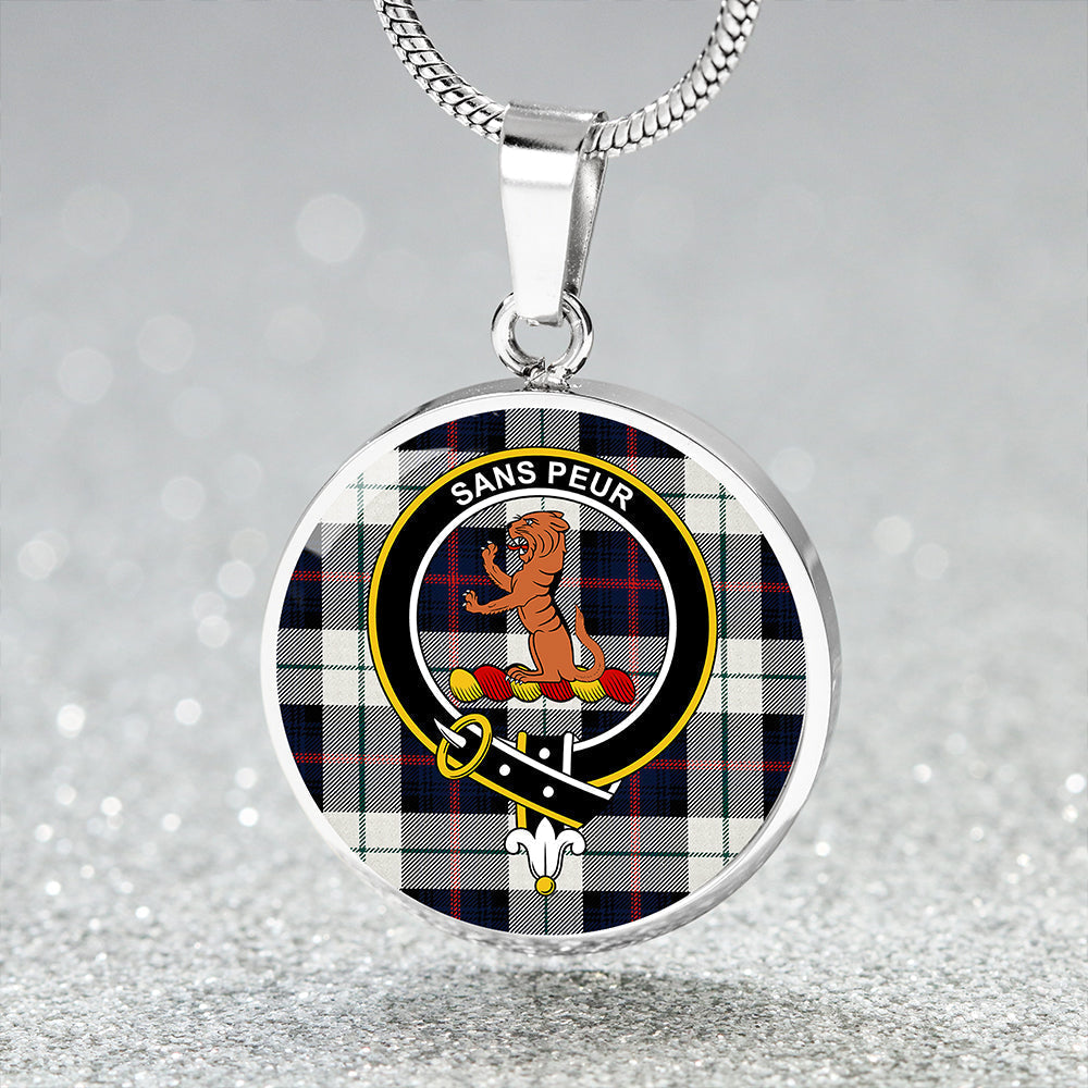 Sutherland Dress Royal Blue Modern Tartan Crest Circle Necklace
