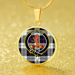 Sutherland Dress Royal Blue Modern Tartan Crest Circle Necklace