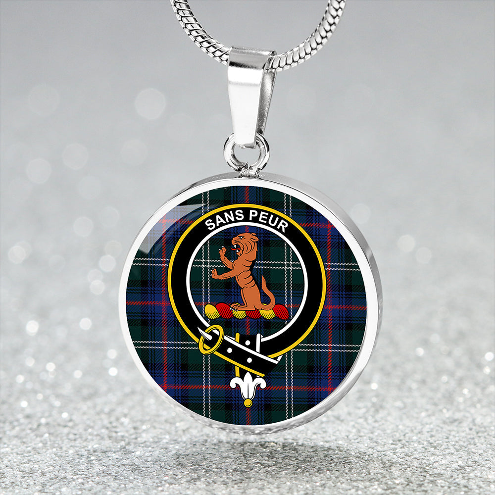 Sutherland Modern Tartan Crest Circle Necklace