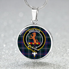 Sutherland Modern Tartan Crest Circle Necklace