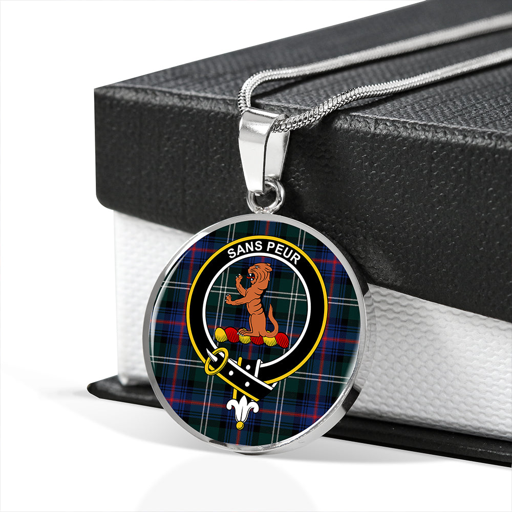 Sutherland Modern Tartan Crest Circle Necklace