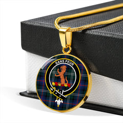Sutherland Modern Tartan Crest Circle Necklace