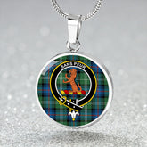 Sutherland Old Ancient Tartan Crest Circle Necklace