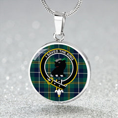 Turnbull Hunting Modern Tartan Crest Circle Necklace