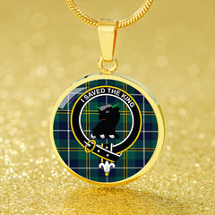 Turnbull Hunting Modern Tartan Crest Circle Necklace