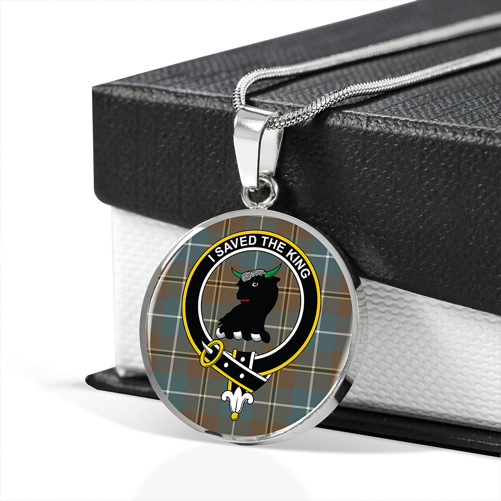 Turnbull Hunting Weathered Tartan Crest Circle Necklace
