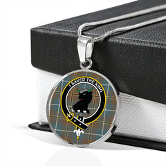 Turnbull Hunting Weathered Tartan Crest Circle Necklace