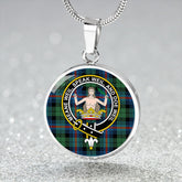 Urquhart Broad Red Ancient Tartan Crest Circle Necklace