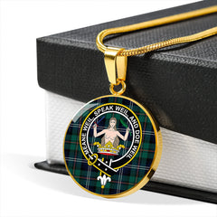 Urquhart Modern Tartan Crest Circle Necklace