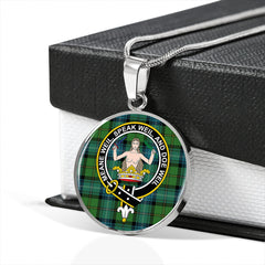 Urquhart White Lines (Urquhart Ancient) Ancient Tartan Crest Circle Necklace