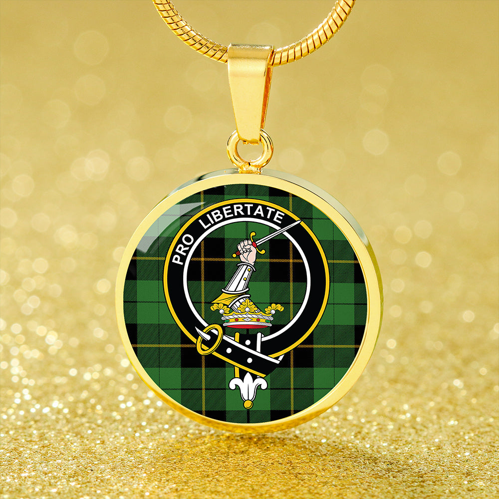Wallace Hunting (Wallas Hunting) Ancient Tartan Crest Circle Necklace
