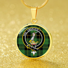 Wallace Hunting (Wallas Hunting) Ancient Tartan Crest Circle Necklace