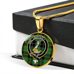 Wallace Hunting (Wallas Hunting) Ancient Tartan Crest Circle Necklace