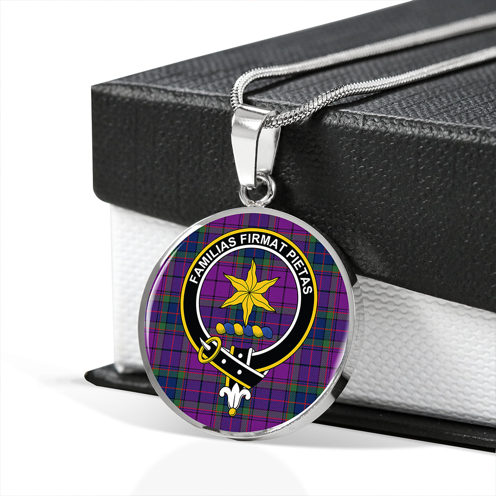 Wardlaw Modern Tartan Crest Circle Necklace