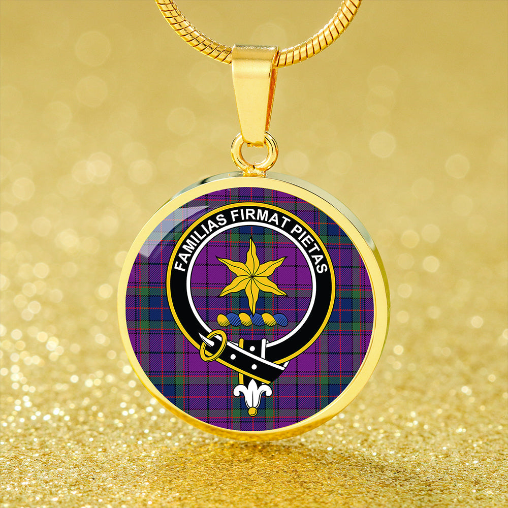 Wardlaw Modern Tartan Crest Circle Necklace