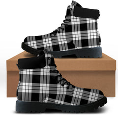 MacFarlane Black White Tartan Plaid All Season Boots