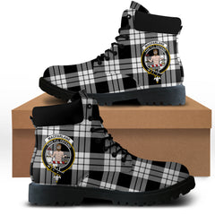 MacFarlane Black White Tartan Plaid All Season Boots