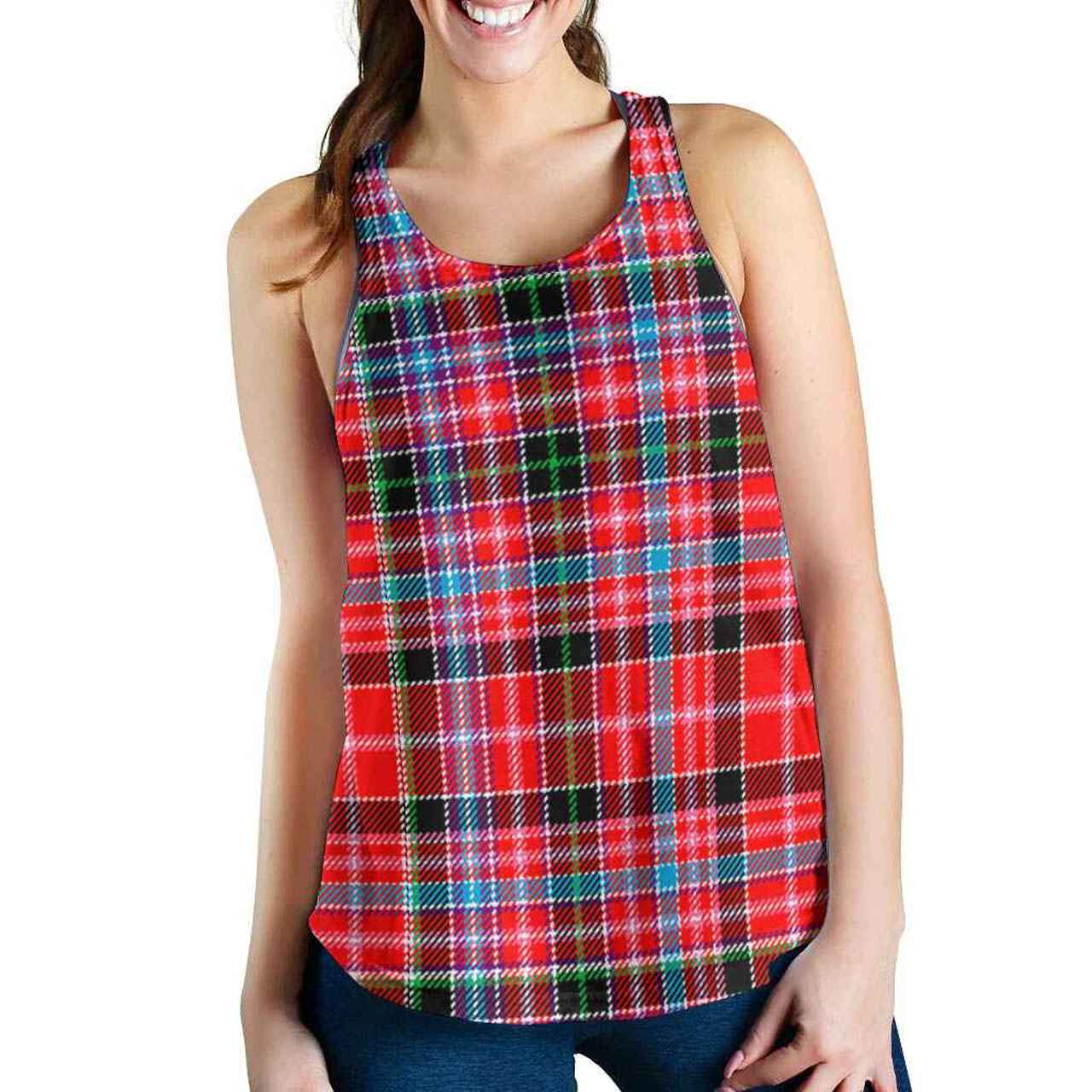 Aberdeen District Tartan Plaid Women Racerback Tank