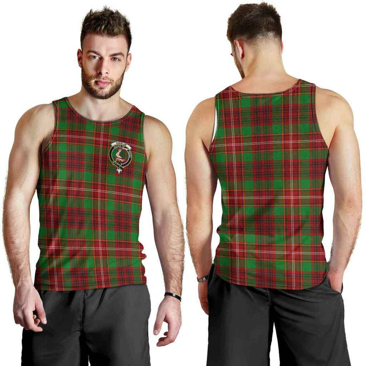 Ainslie Tartan Crest Men Tank Top