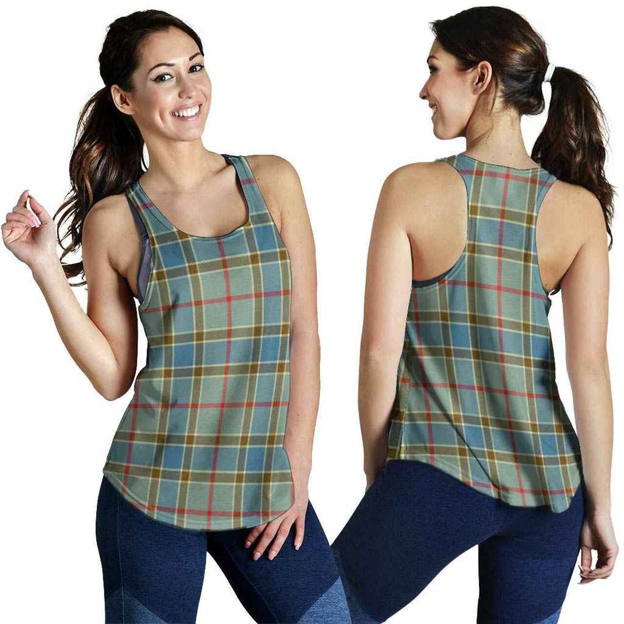 Balfour Blue Tartan Plaid Women Racerback Tank