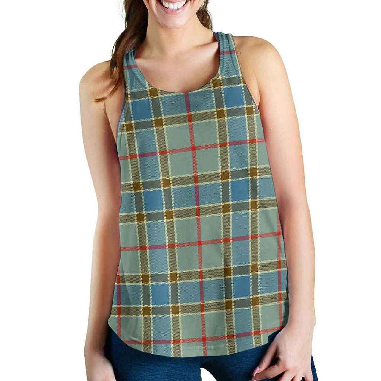 Balfour Blue Tartan Plaid Women Racerback Tank