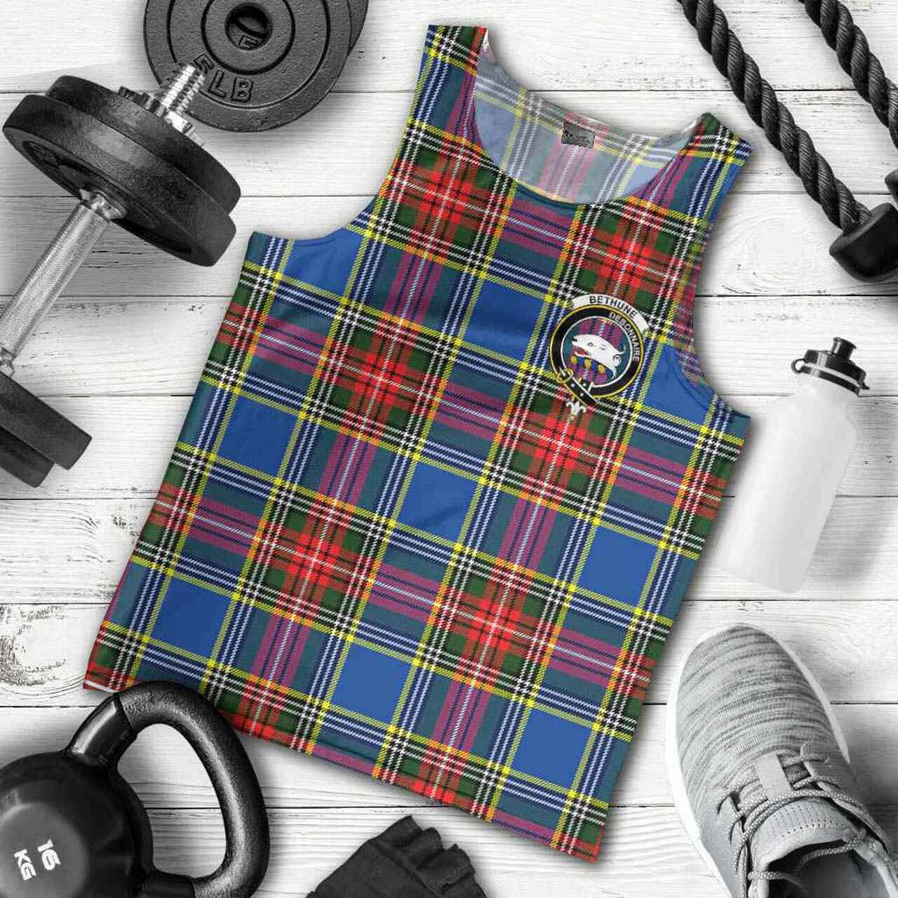 Bethune Tartan Crest Men Tank Top