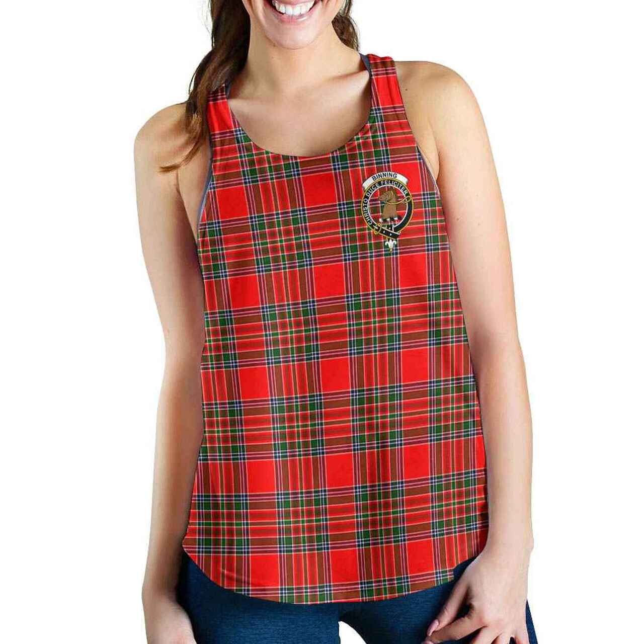 Binning of Wallifoord Tartan Crest Women Racerback Tank