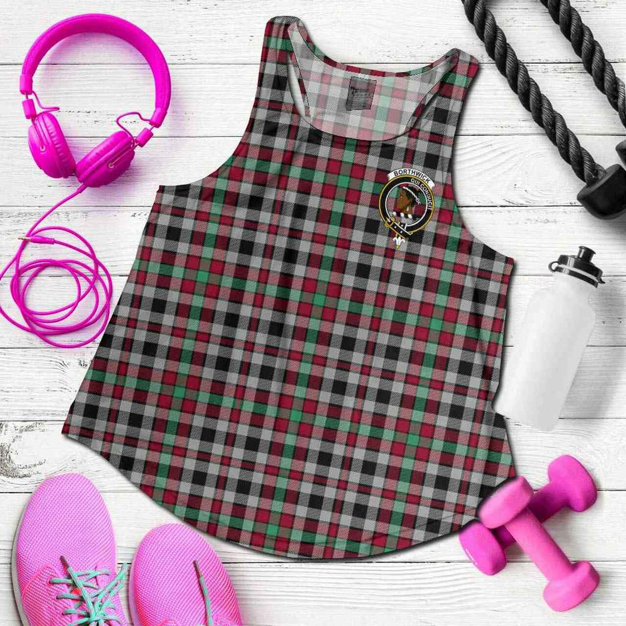 Borthwick Tartan Crest Women Racerback Tank
