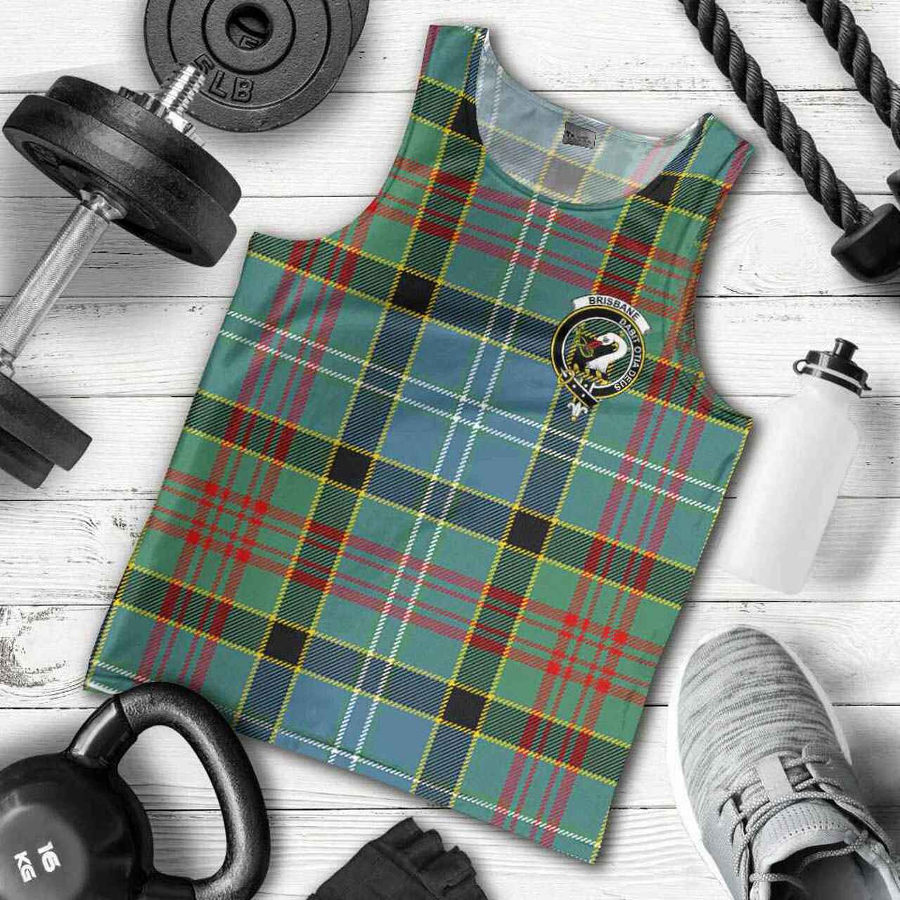 Brisbane Tartan Crest Men Tank Top