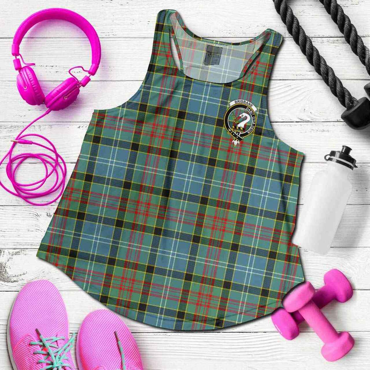 Brisbane Tartan Crest Women Racerback Tank