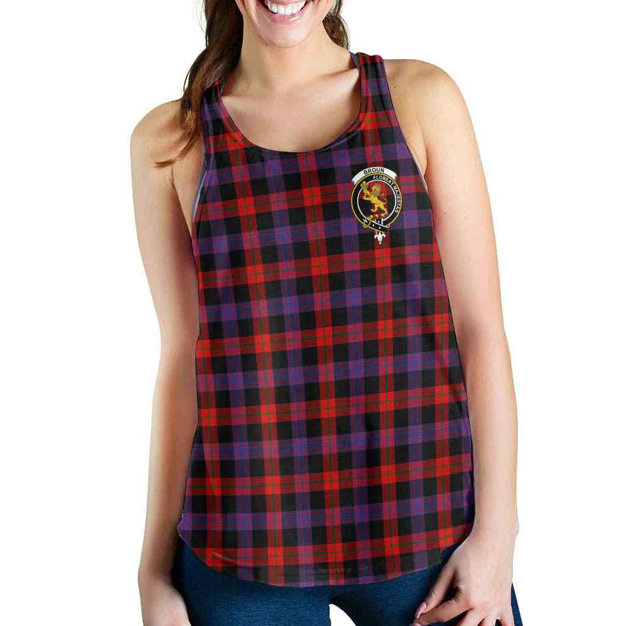 Broun Tartan Crest Women Racerback Tank