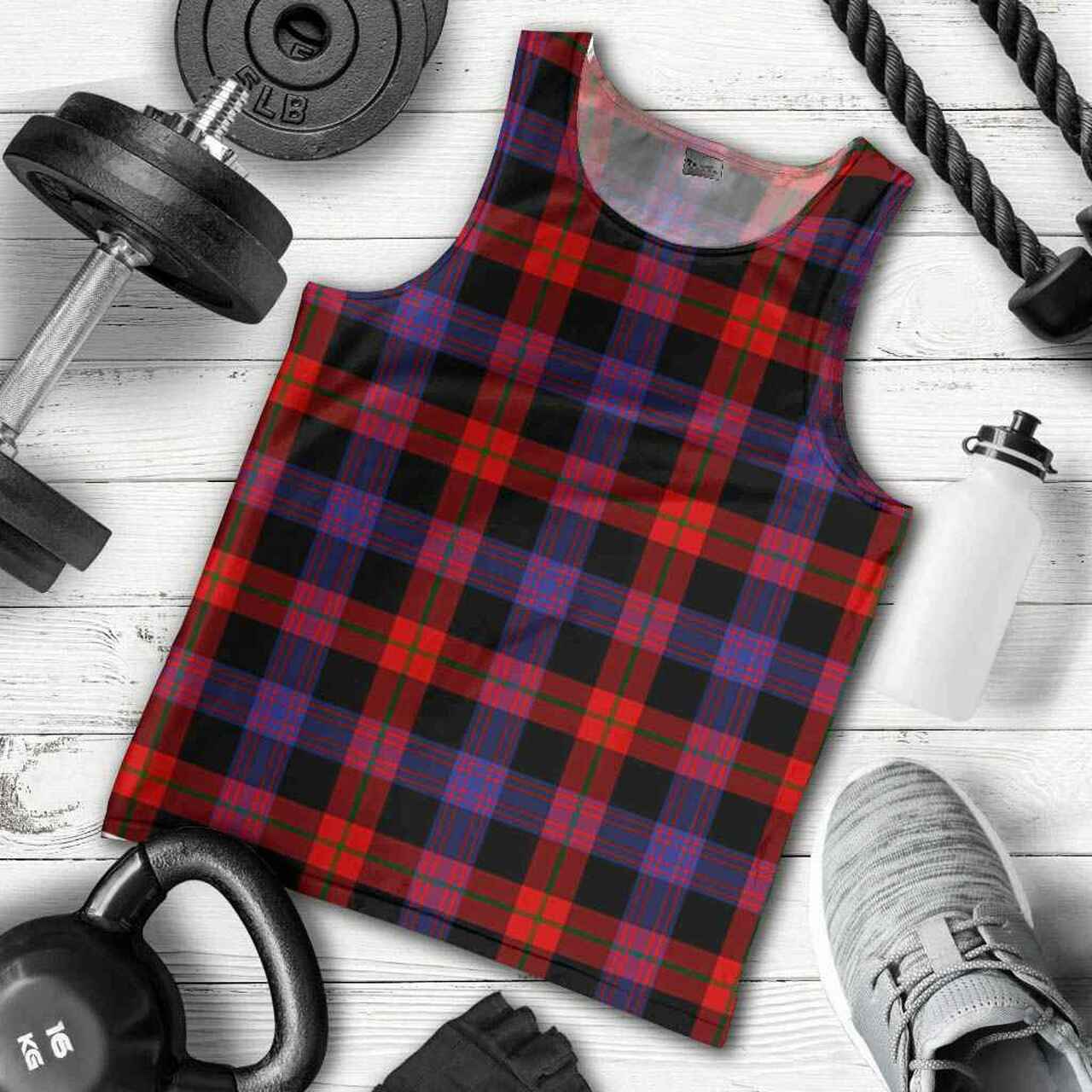 Brown Modern Tartan Plaid Men Tank Top