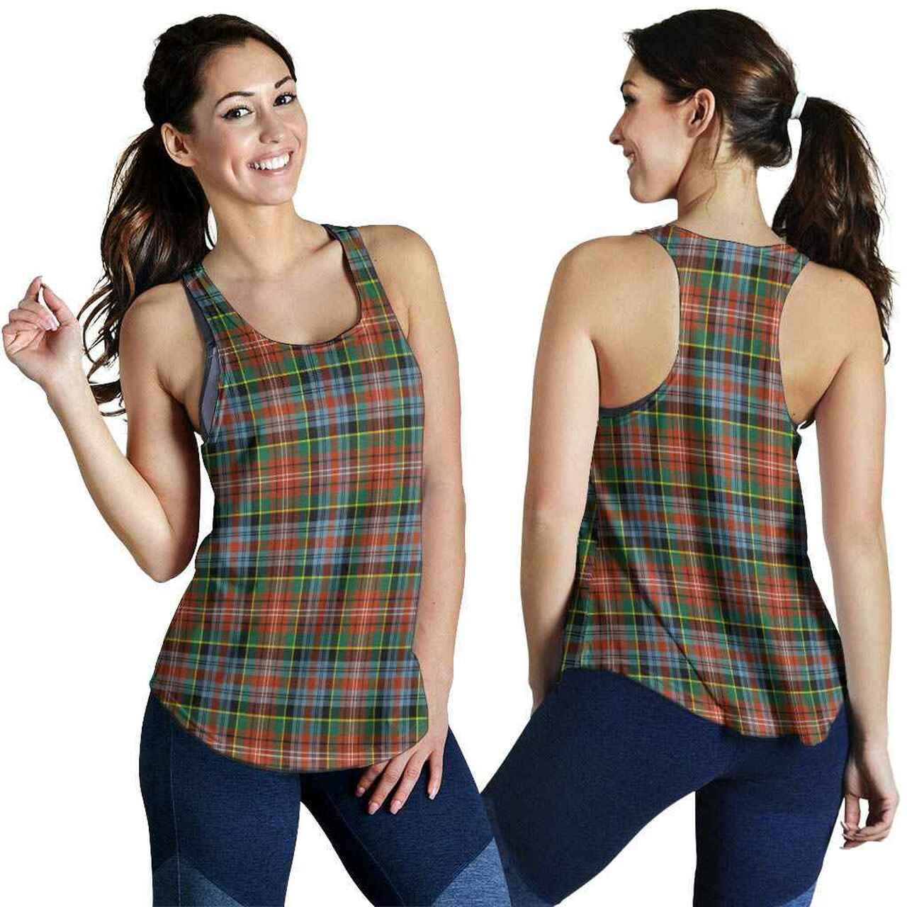 Caledonia Ancient Tartan Plaid Women Racerback Tank