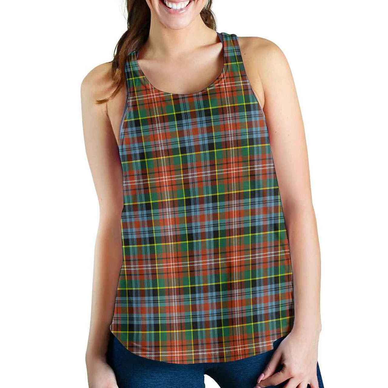 Caledonia Ancient Tartan Plaid Women Racerback Tank