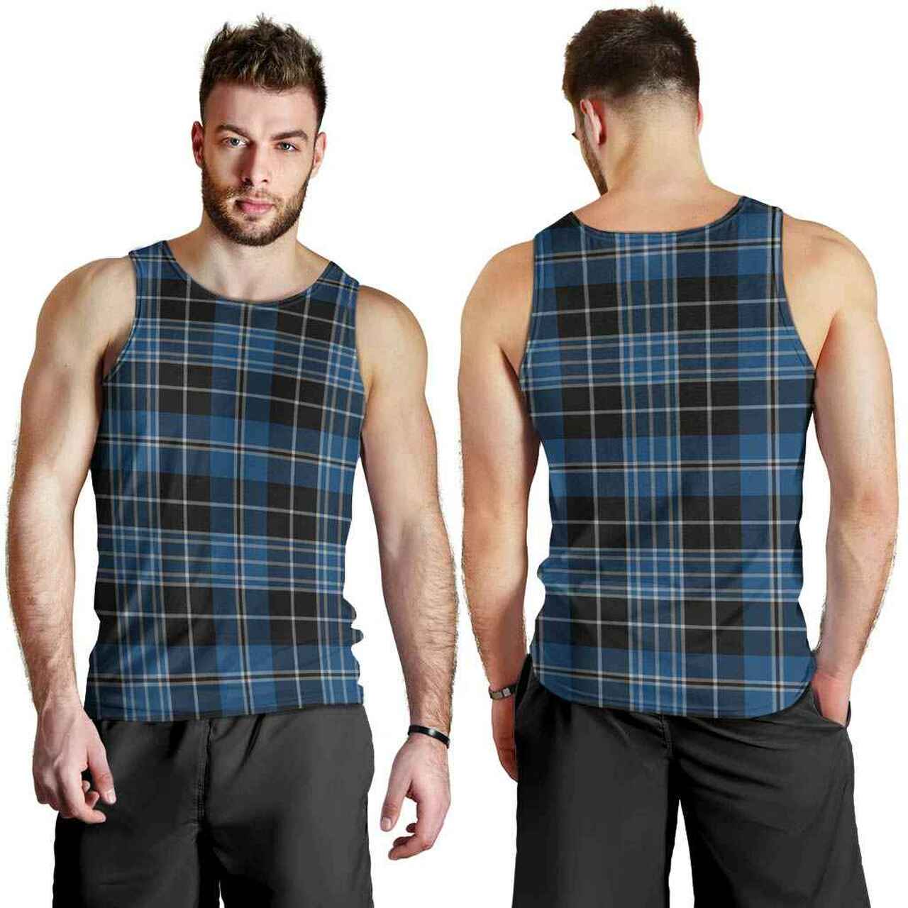 Clergy Blue Tartan Plaid Men Tank Top
