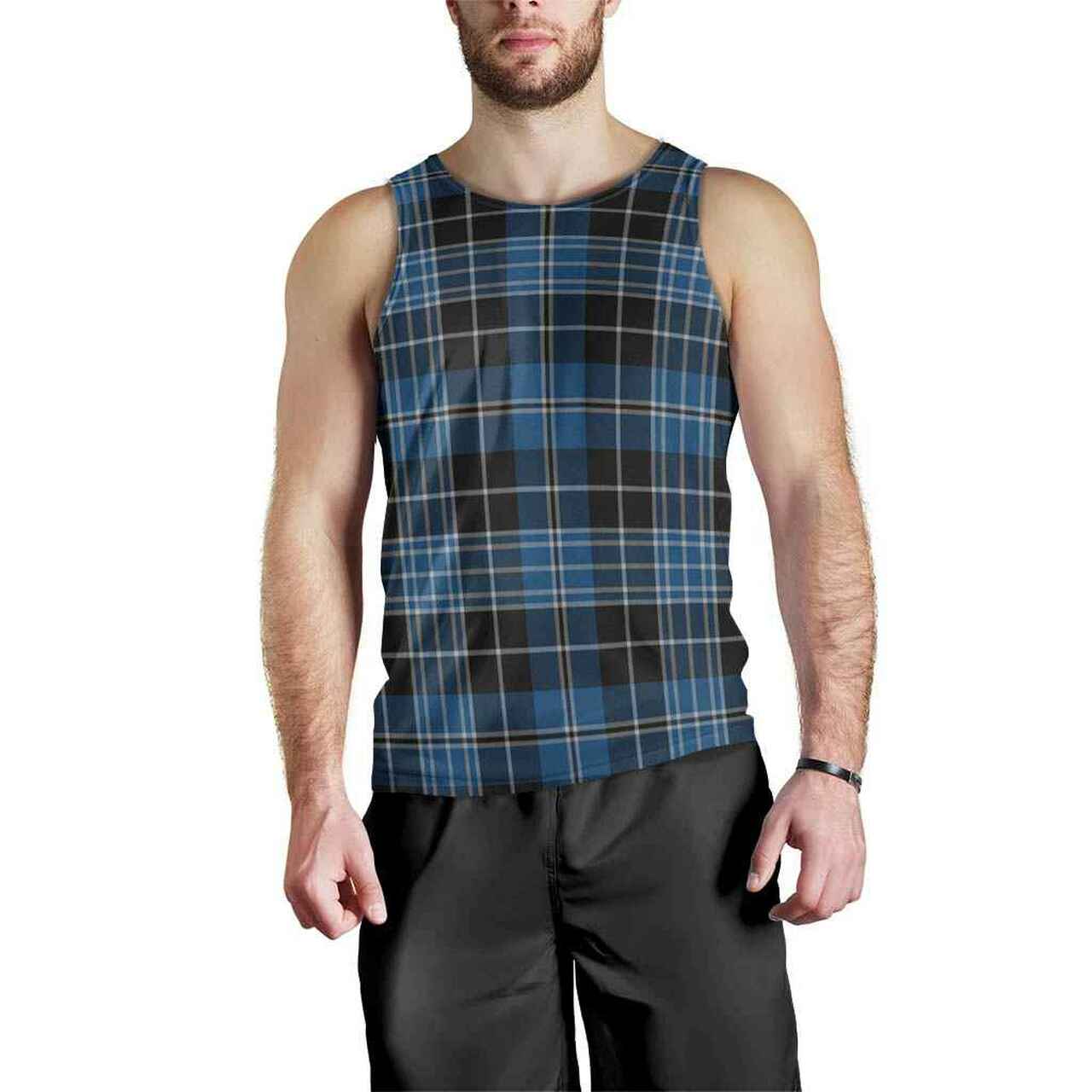 Clergy Blue Tartan Plaid Men Tank Top