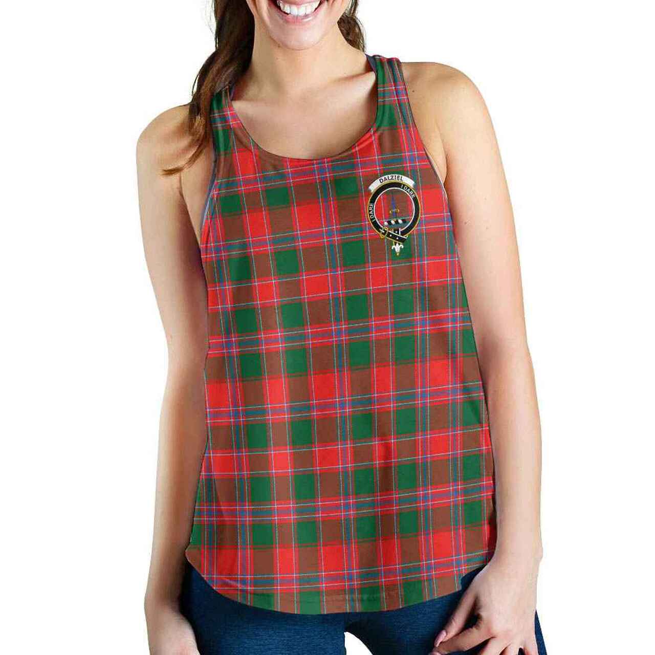 Dalziel Tartan Crest Women Racerback Tank