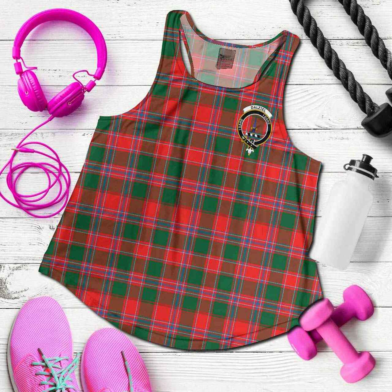 Dalziel Tartan Crest Women Racerback Tank